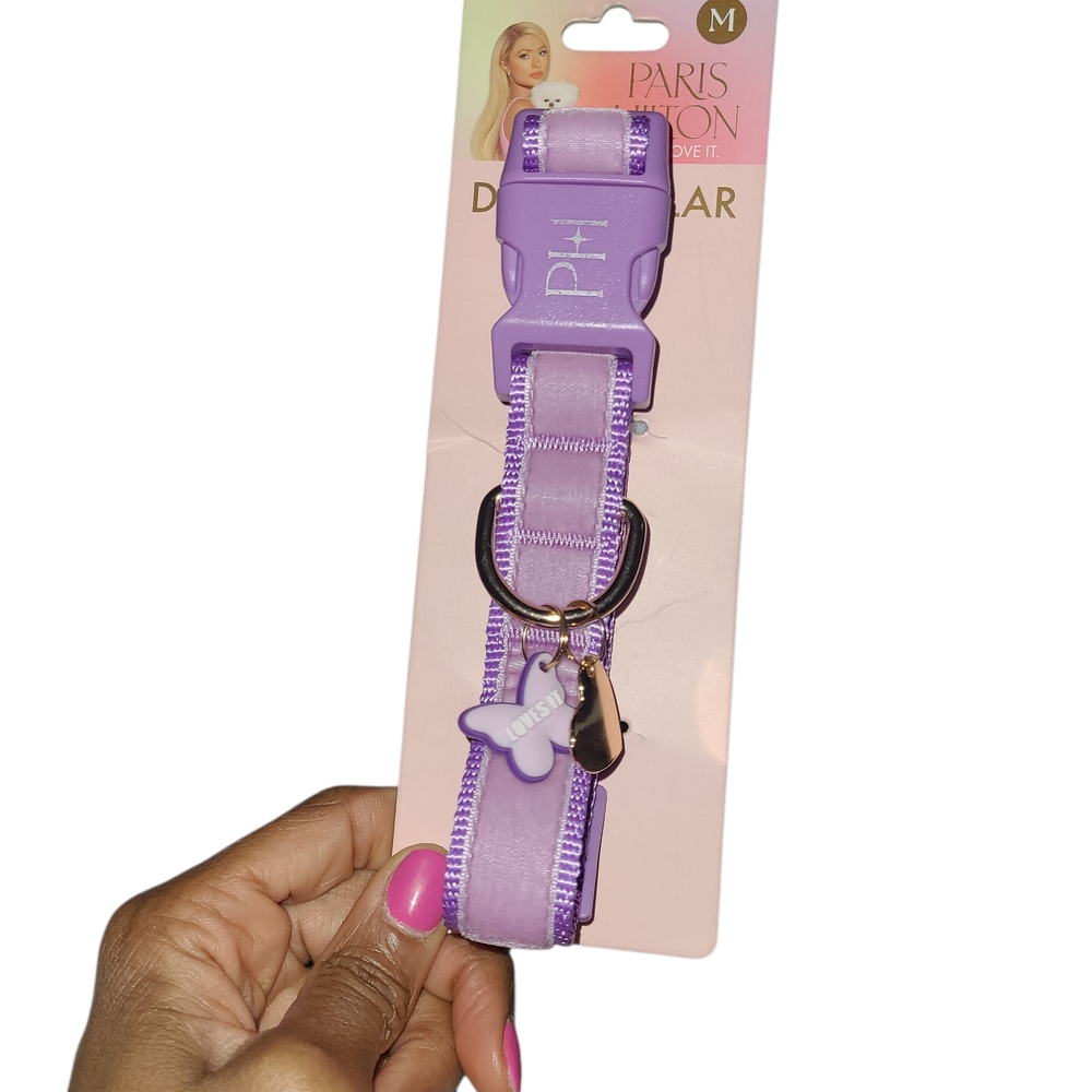 Paris Hilton Purple Dog Collar - Size Medium